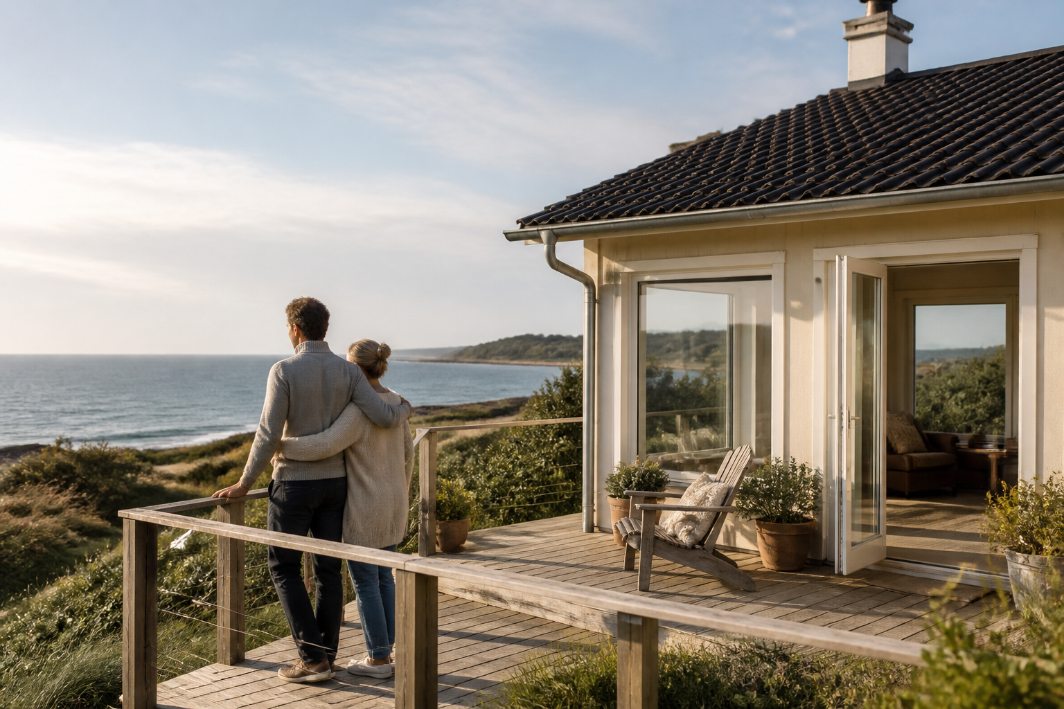 Illustrative Darstellung zum Ratgeberthema Ferienhaus am Meer: Was eine gute Küstenlage ausmacht