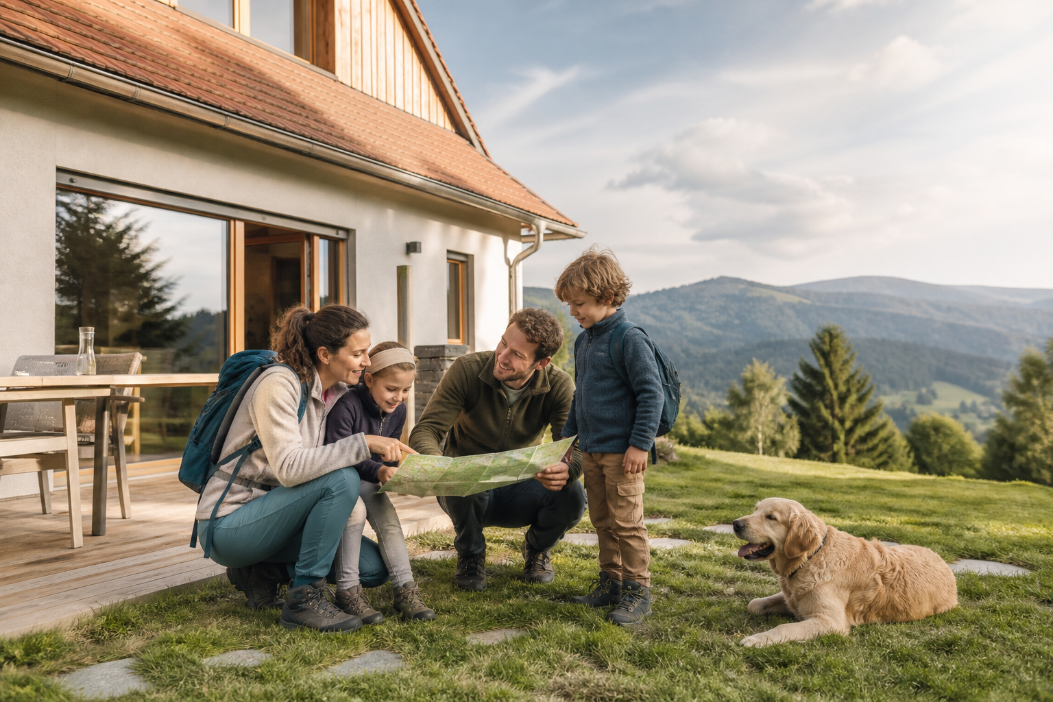 Illustrative Darstellung zum Ratgeberthema Ferienhaus in Deutschland: Region nach Reisealltag auswählen