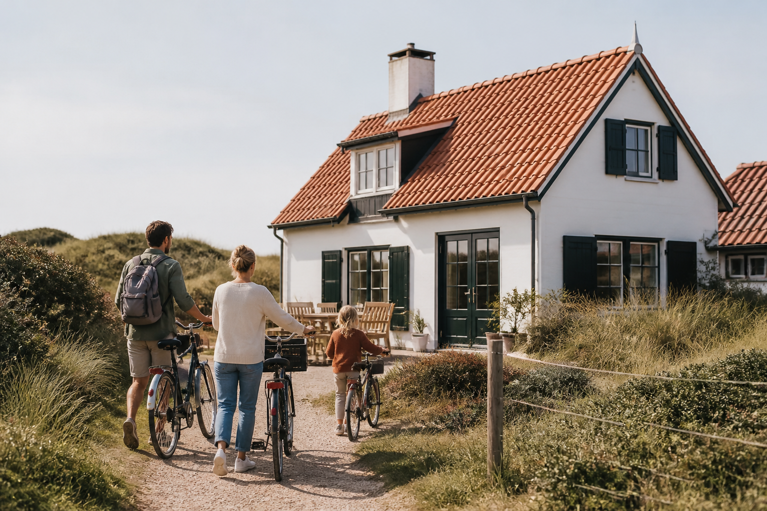 Illustrative Darstellung zum Ratgeberthema Ferienhaus in Holland: Dünen, Ferienpark oder Ortslage?