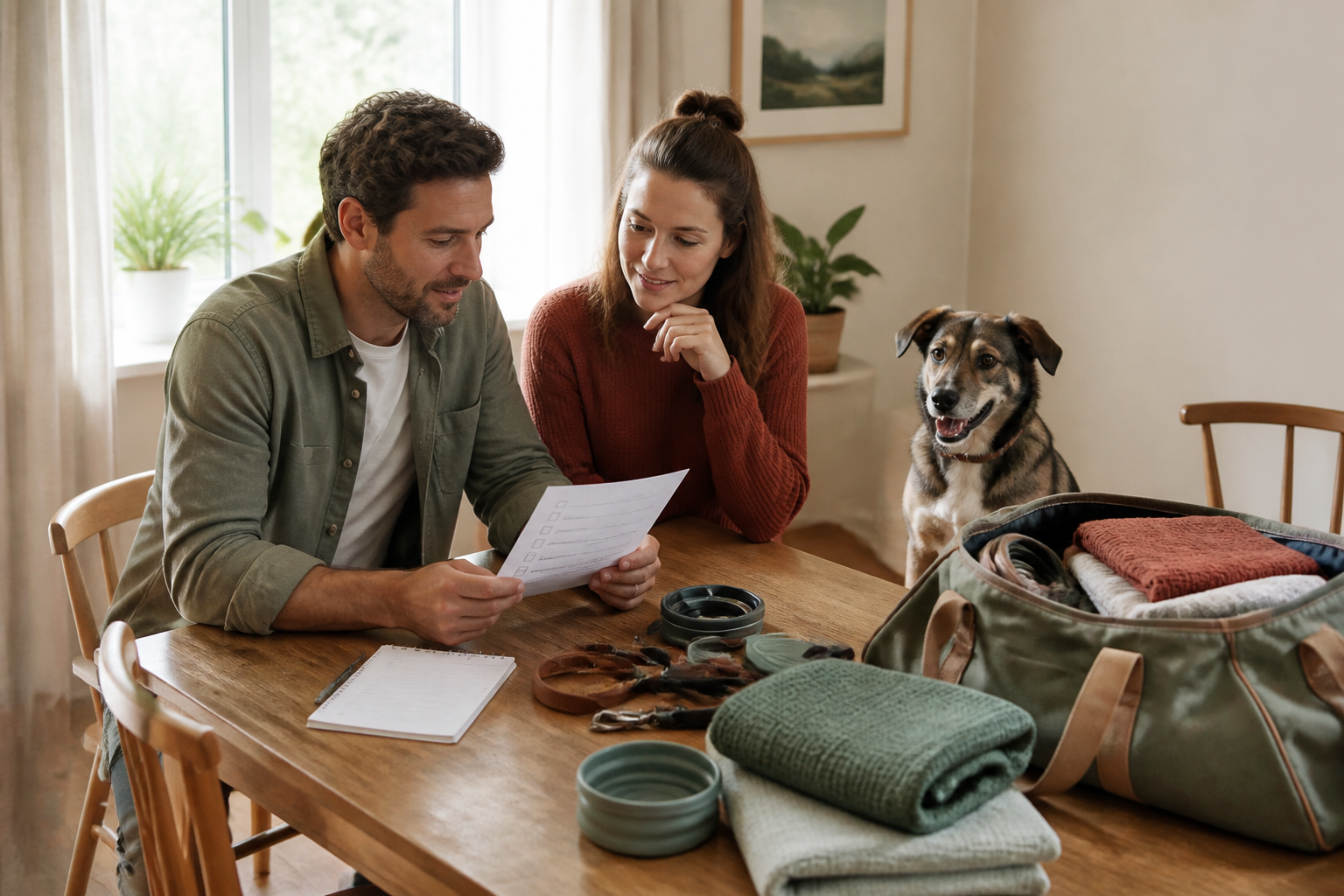 Illustrative Darstellung zum Ratgeberthema Ferienhaus mit Hund mieten: Was Sie vor der Buchung klären sollten