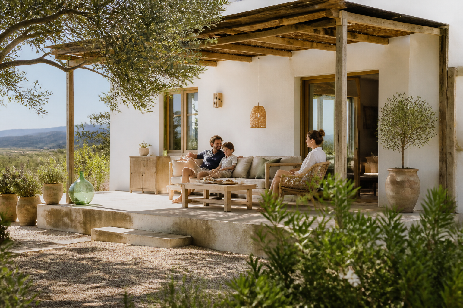 Illustrative Darstellung zum Ratgeberthema Ferienhaus in Spanien: Klima, Außenraum und Lage abgleichen